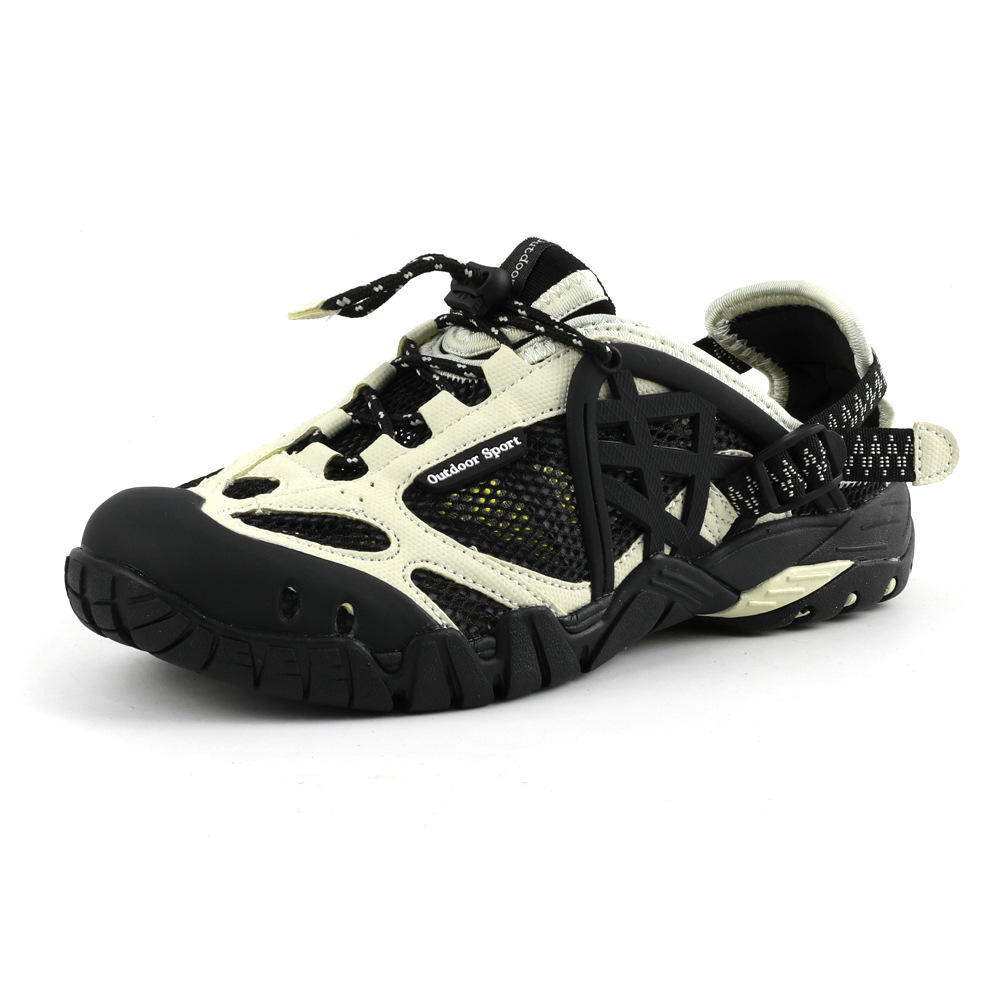 Unisex quick-dry water shoes black white breathable mesh outdoor water shoes with rubber sole