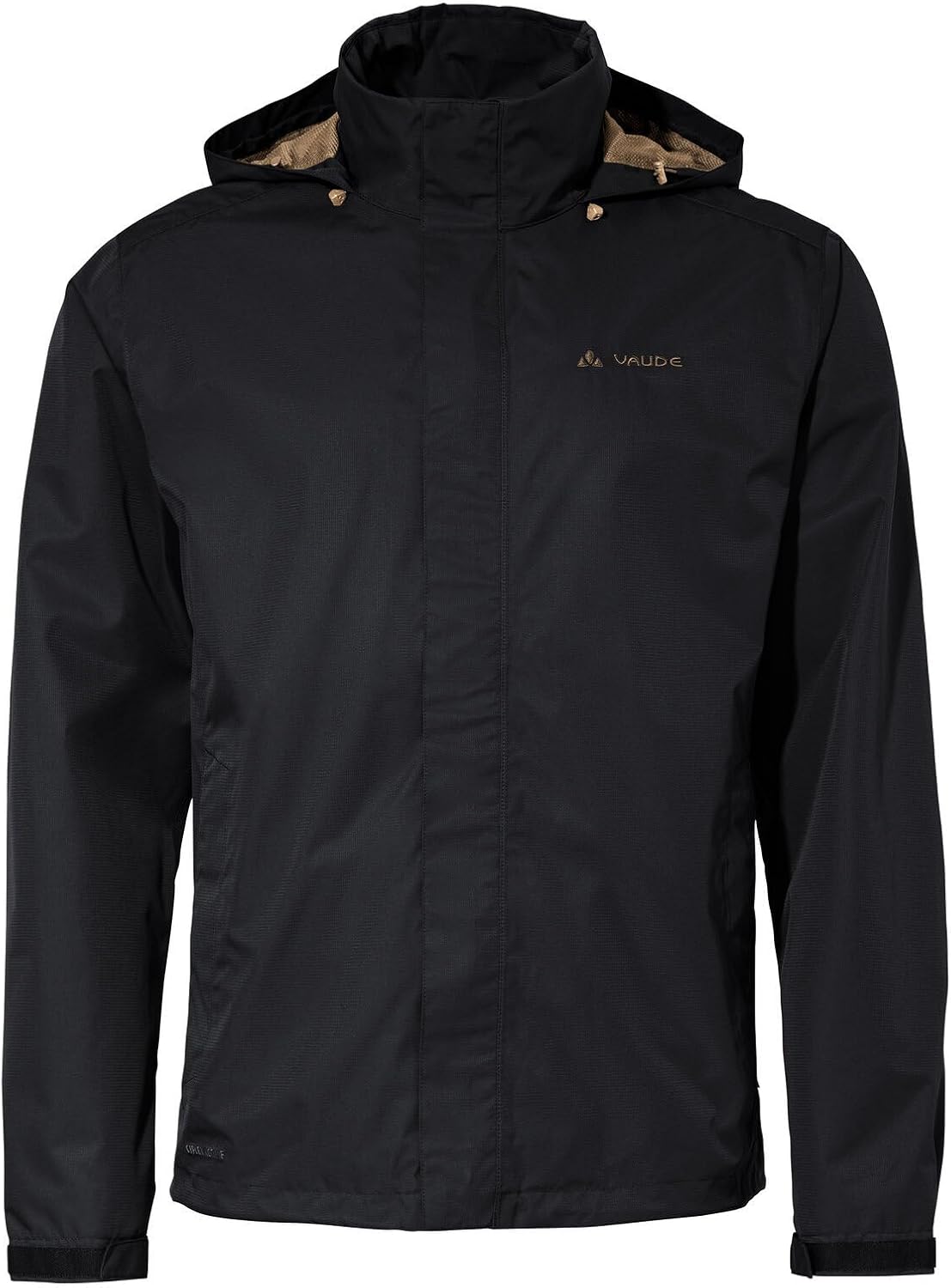 Men’s lightweight waterproof rain jacket breathable hooded outdoor hiking windbreaker black second style front view