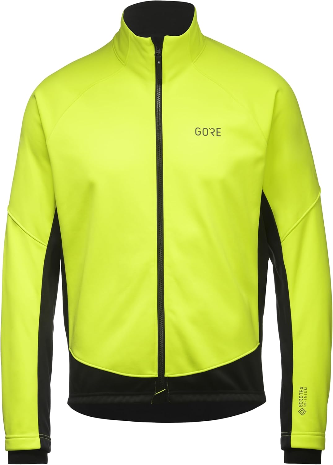 Men’s windproof thermal cycling jacket softshell fleece lined bike jacket neon yellow front view
