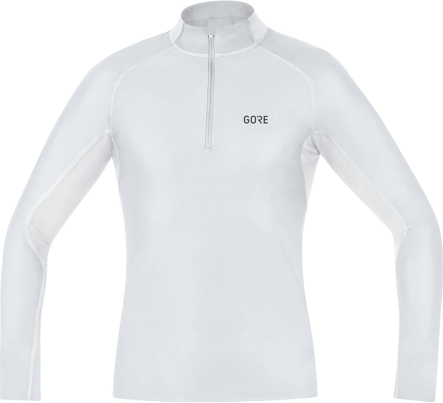 Men’s windproof thermal base layer turtleneck long sleeve cold weather cycling outdoor performance shirt white front view