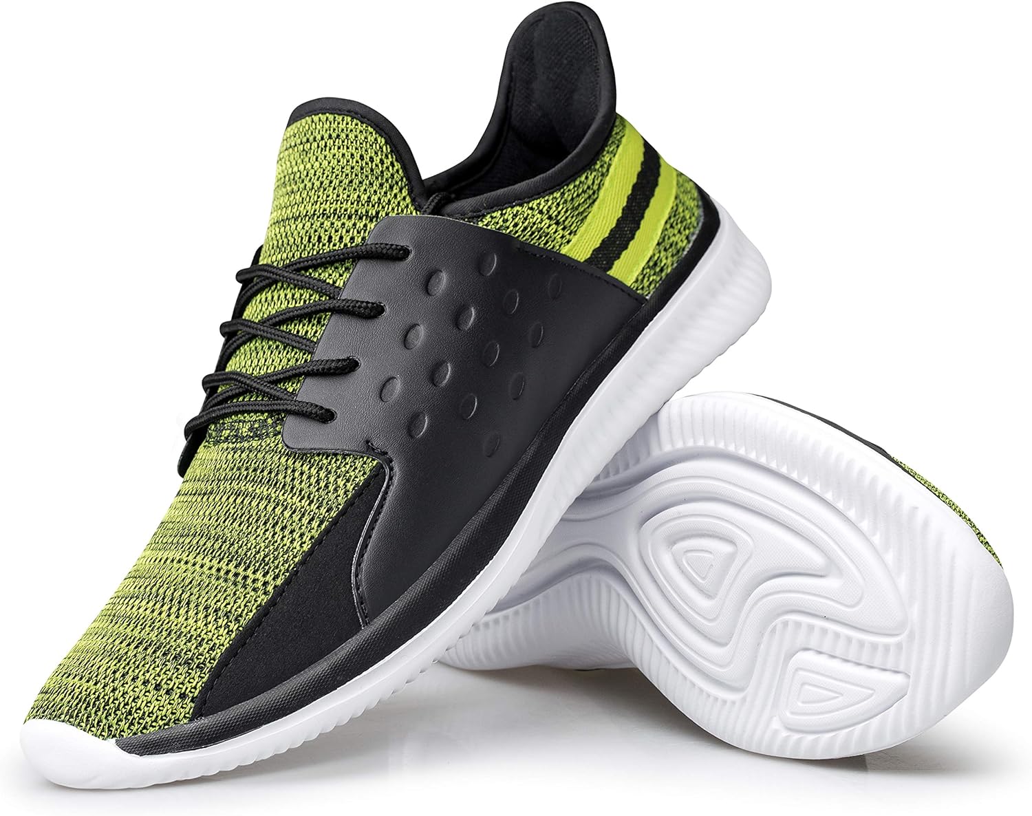 Unisex quick dry water shoes slip-on barefoot aqua trainers for beach swimming water sports black green front view