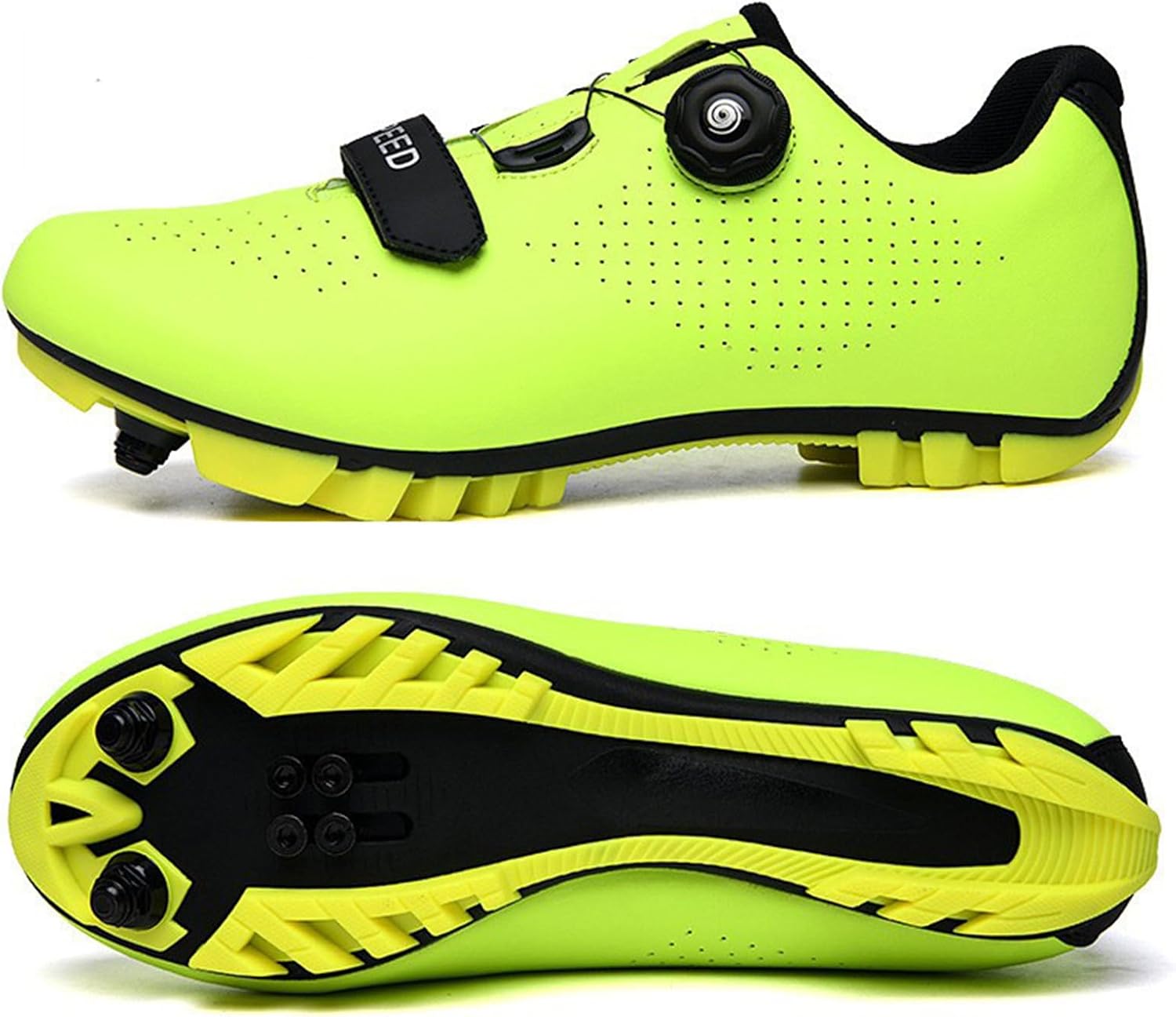 neon yellow road cycling shoes breathable clipless bike shoes for road cycling