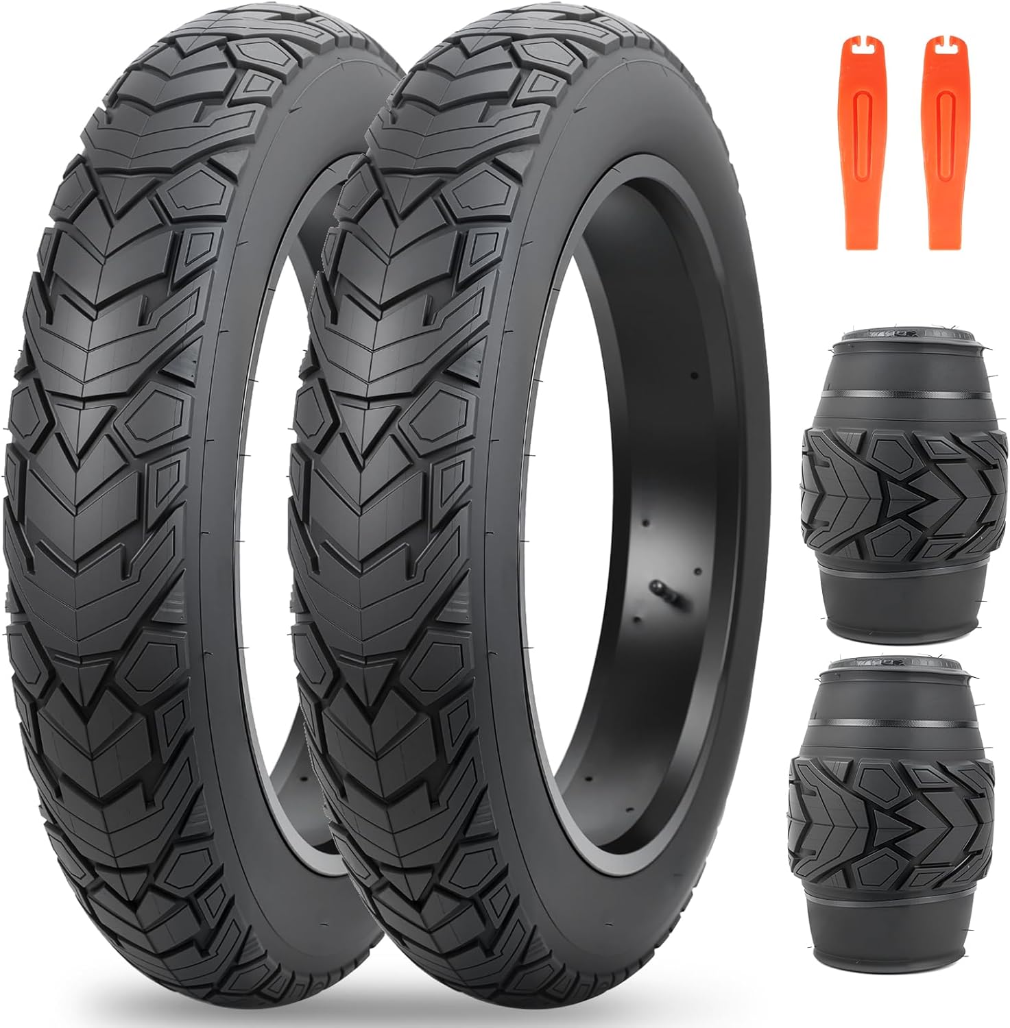 Bicycle tire maintenance kit with two tires, inner tubes and repair tools