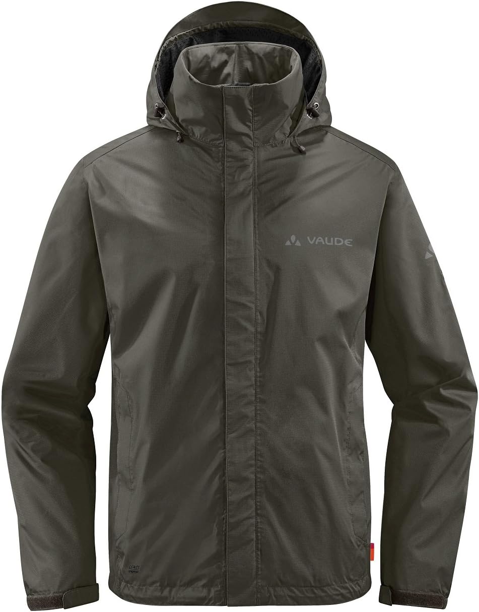 Men’s lightweight waterproof rain jacket breathable hooded outdoor hiking windbreaker dark grey front view