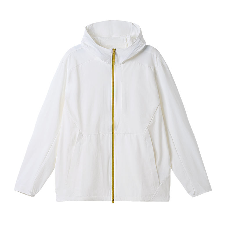 Lightweight UV protection sun jacket breathable quick dry waterproof outdoor jacket white color front view
