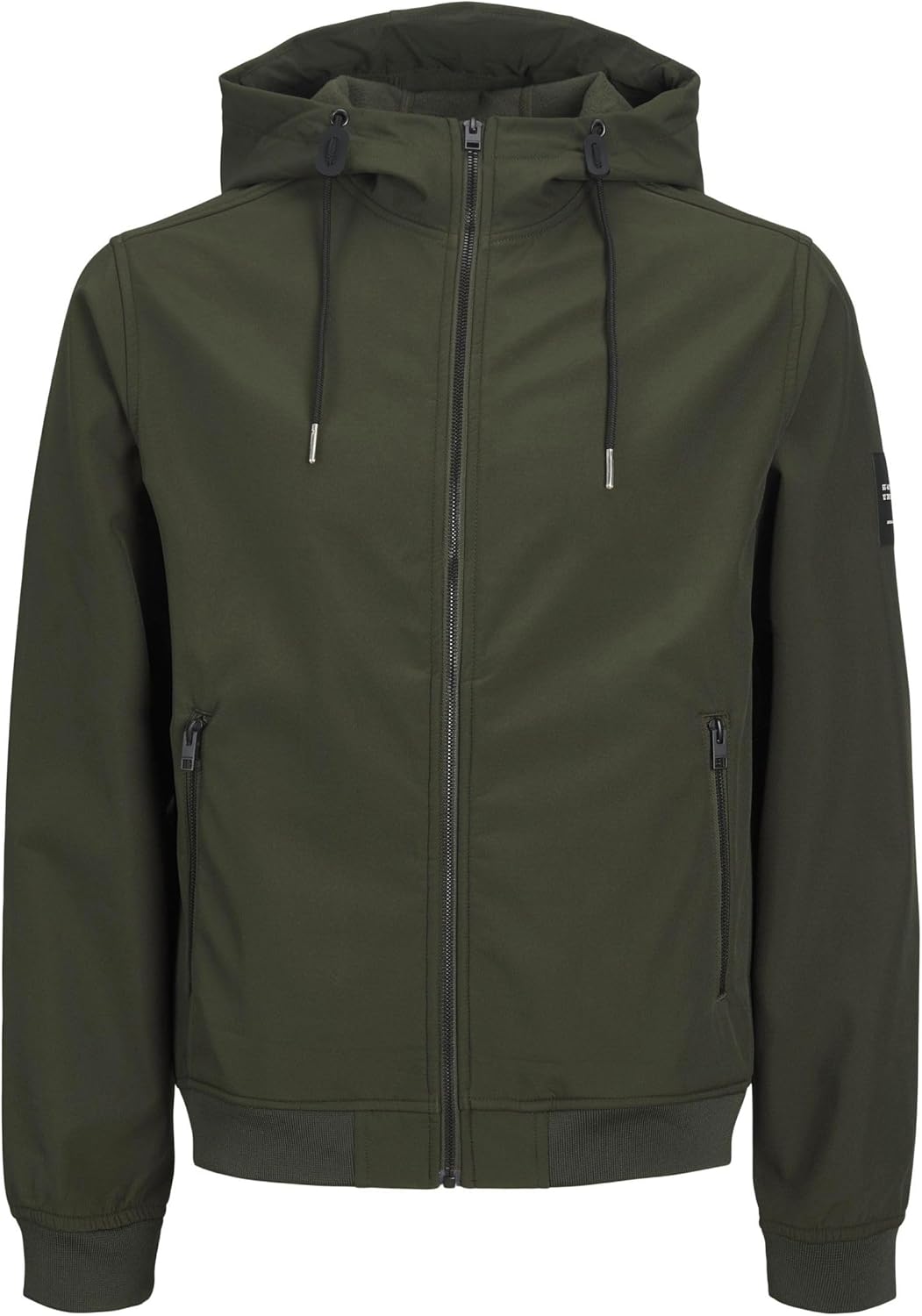 Men’s softshell jacket windproof water resistant outdoor lightweight jacket olive green front view