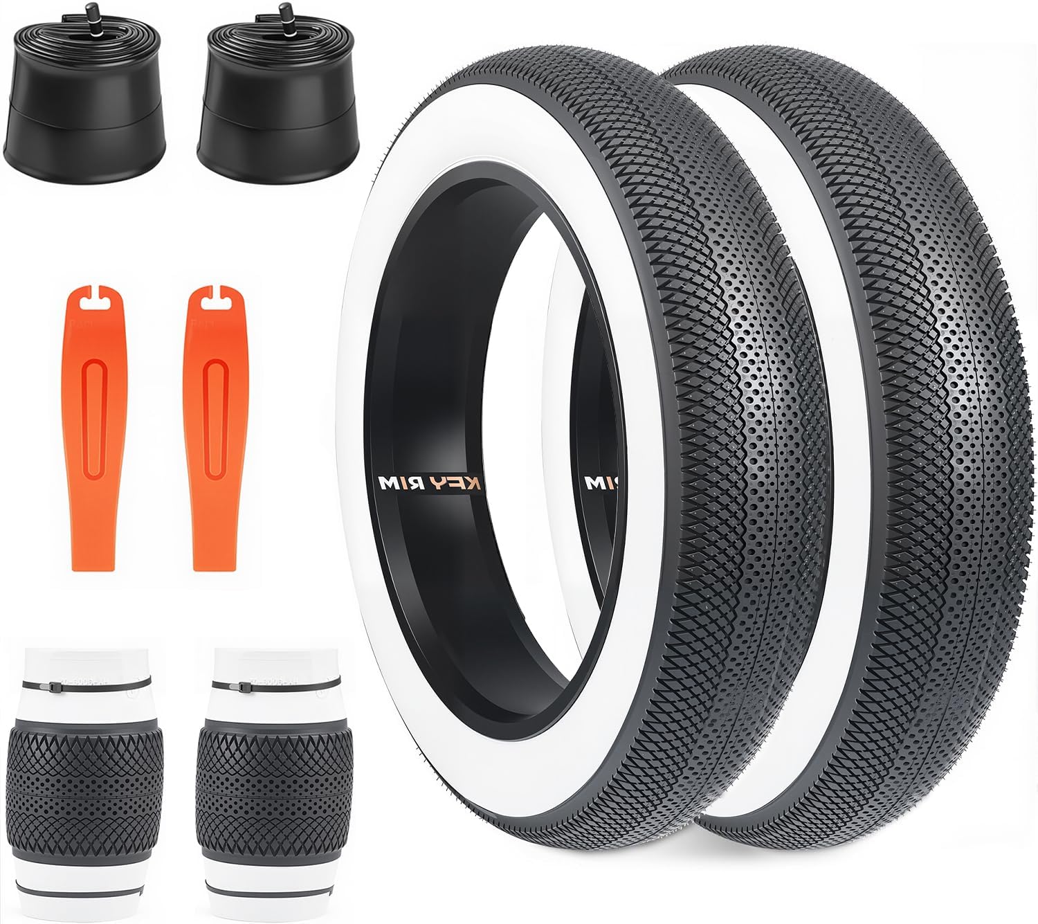 fat bike tire kit with sealant valves and tire levers for MTB tubeless setup
