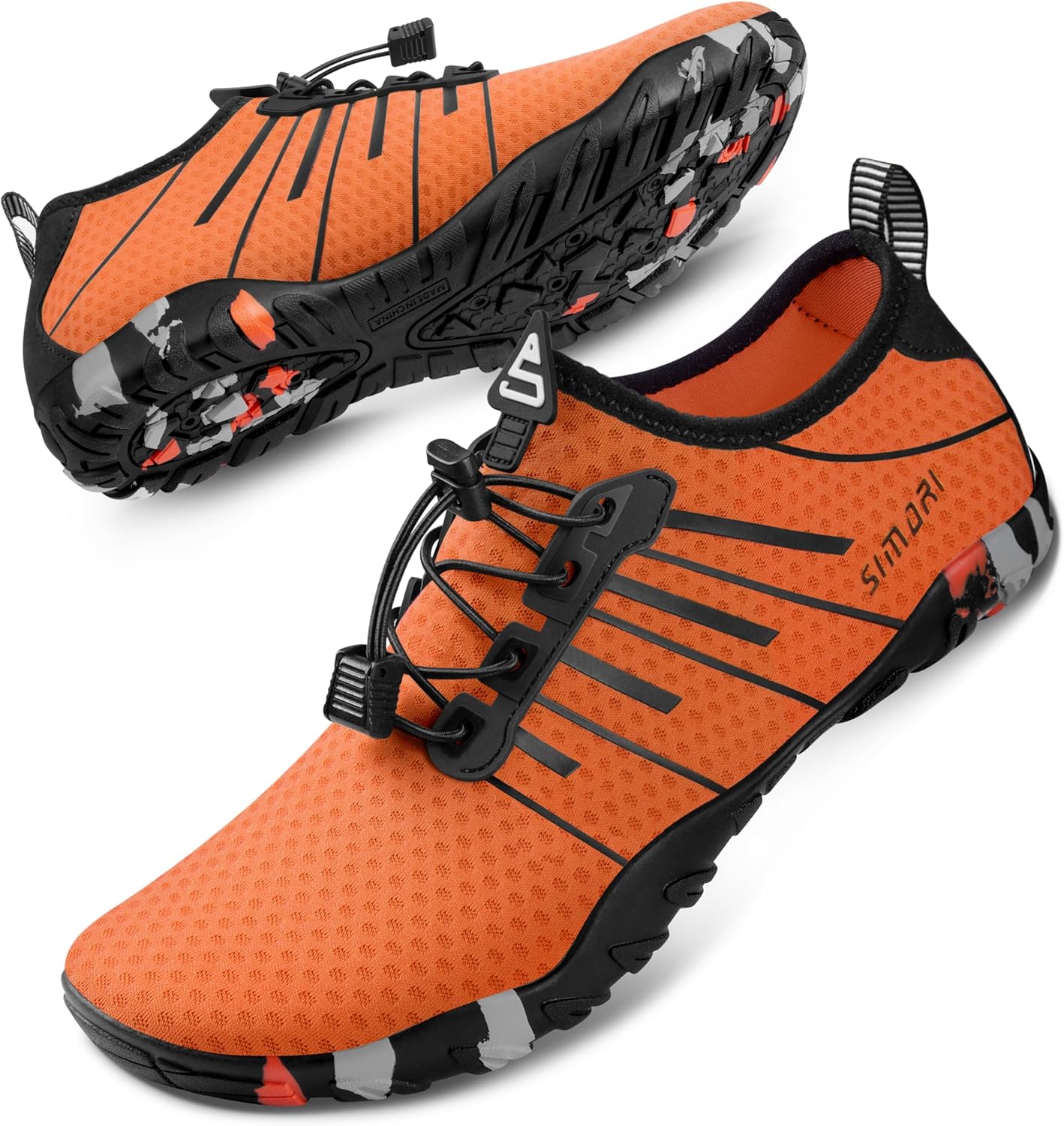 Unisex quick dry barefoot water shoes lightweight aqua shoes for swimming beach water sports orange front view