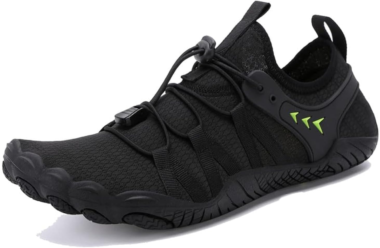 Unisex quick dry barefoot water shoes lightweight beach surf swim aqua shoes all black front view