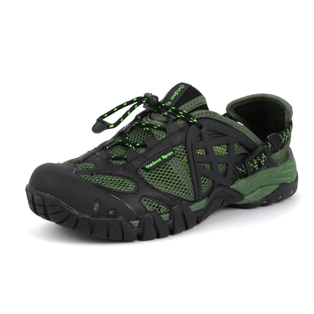 Unisex quick-dry water shoes green black breathable outdoor amphibious shoes with durable sole