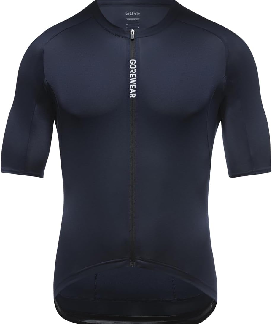 Men’s performance cycling jersey lightweight breathable short sleeve road bike shirt navy blue front view