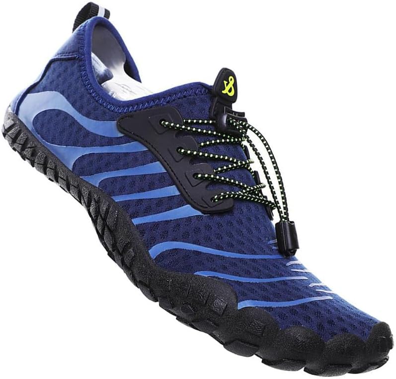 Unisex quick dry barefoot water shoes lightweight beach surf swim aqua shoes navy blue front view