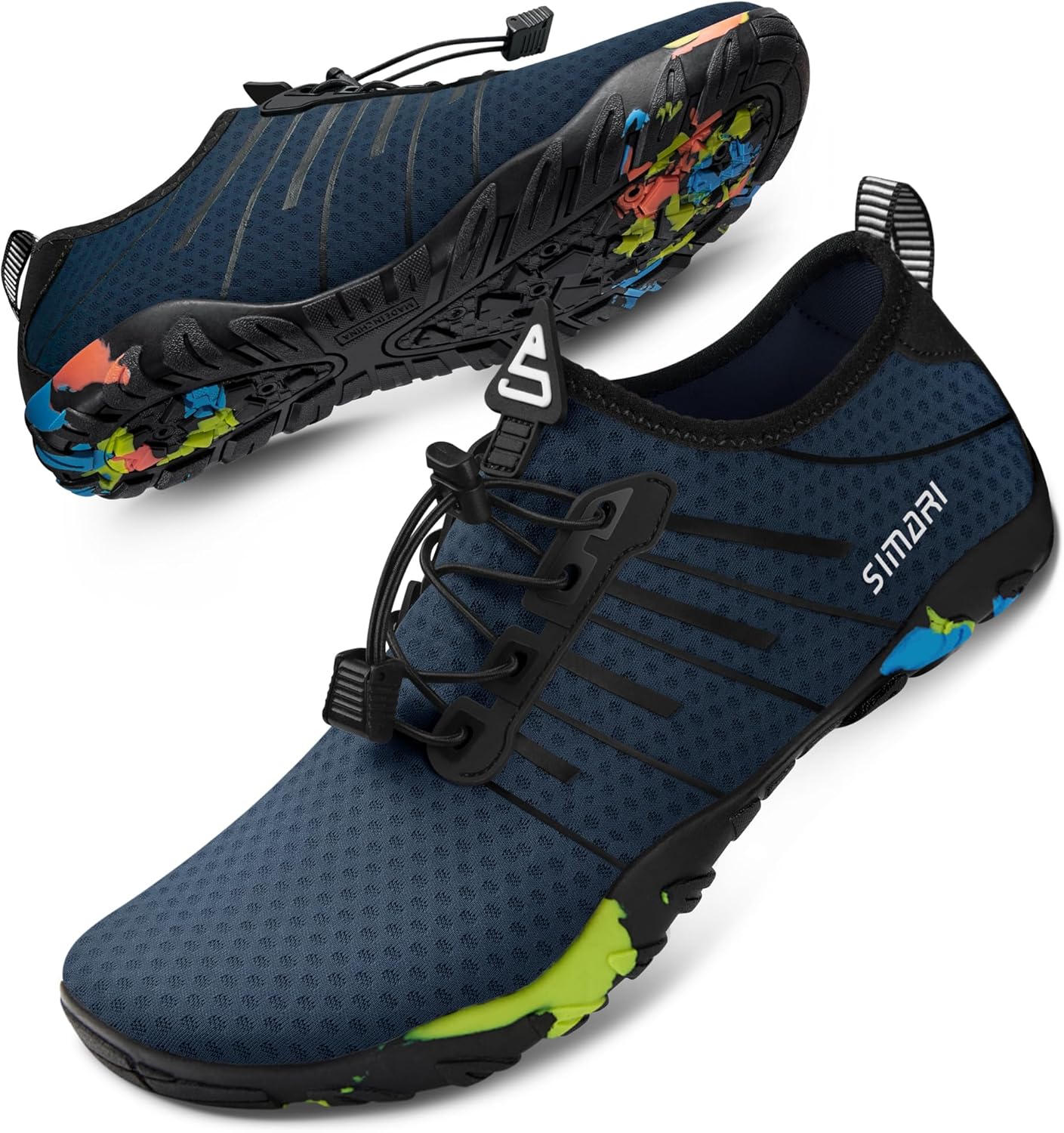 Unisex quick dry barefoot water shoes lightweight aqua shoes for swimming beach water sports navy blue front view