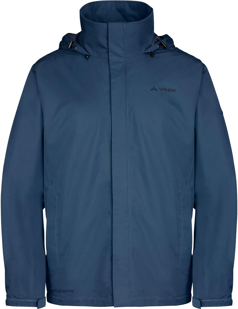 Men’s lightweight waterproof rain jacket breathable hooded outdoor hiking windbreaker navy blue front view