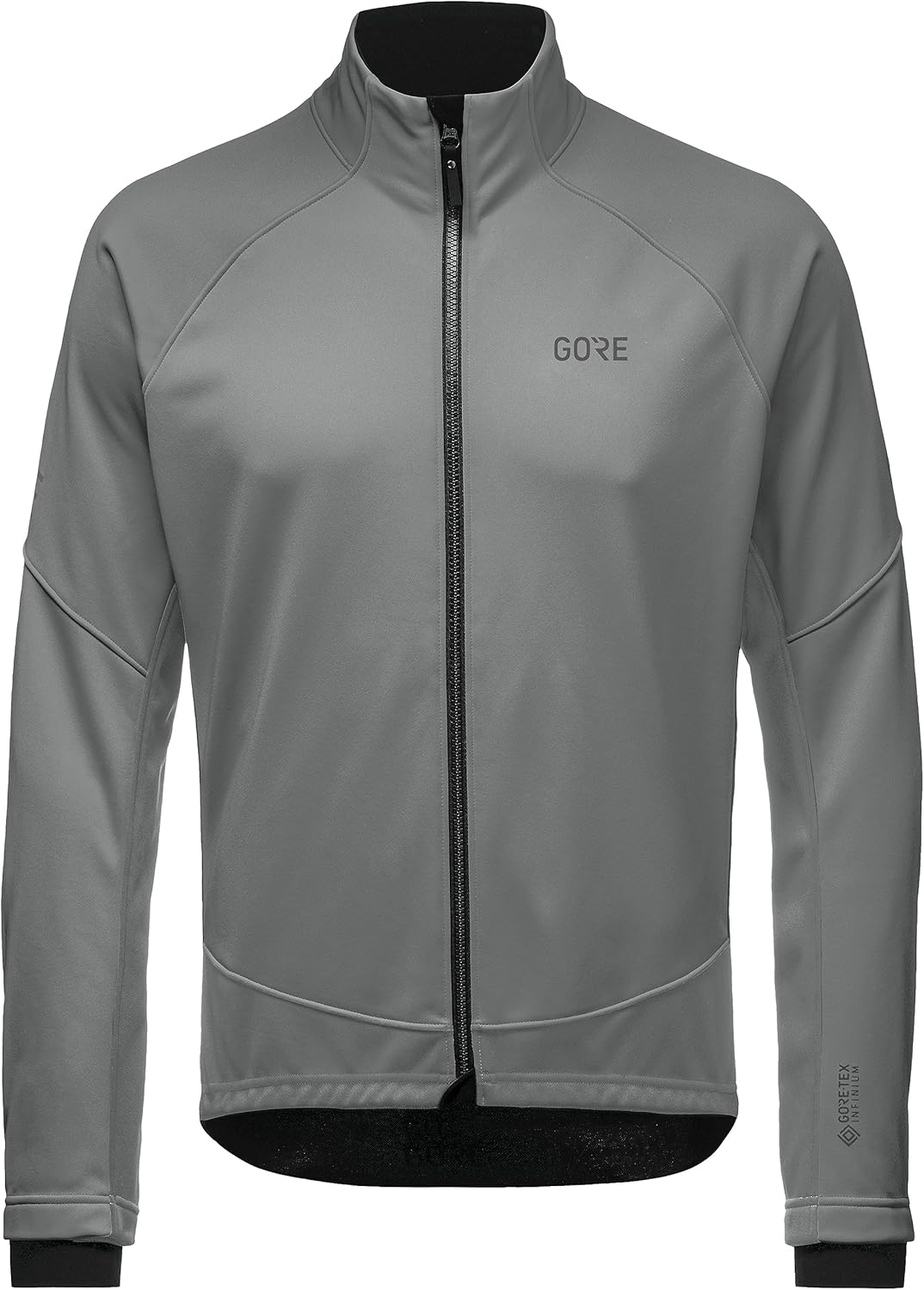 Men’s windproof thermal cycling jacket softshell bike jacket fleece lined grey front view