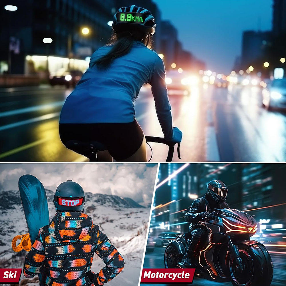 LED Helmet Display for Cycling Skiing and Motorcycle Night Riding Safety