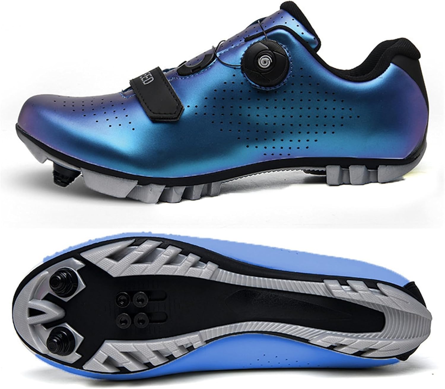 blue road cycling shoes SPD-SL compatible lightweight bike racing shoes